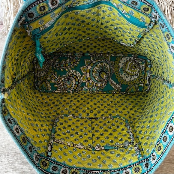 VERA BRADLEY Peacock Tic Tac Tote Toggle Close 2007 Paisley Green Blue Y2K - Picture 9 of 11